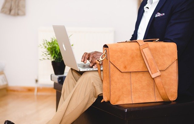 businessman, laptop, bag