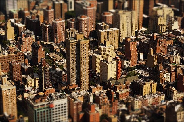 skyscraper, houses, city
