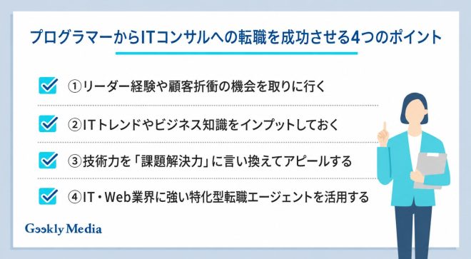 プログラマーからITコンサルへの転職を成功させる4つのポイント