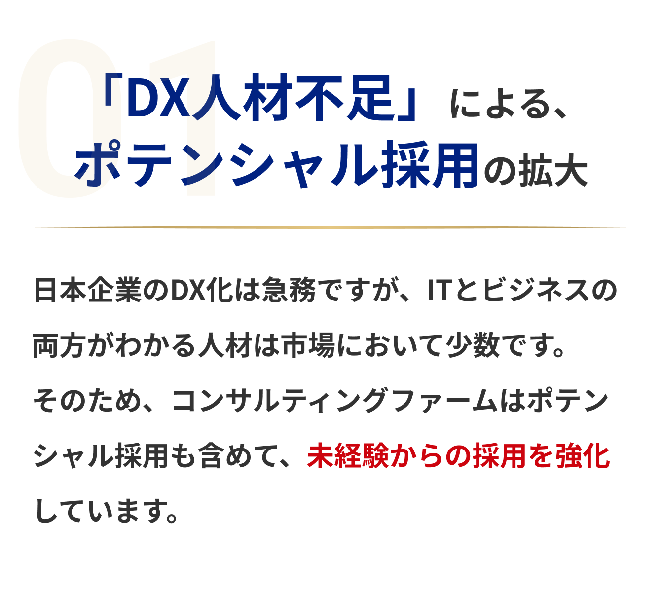 「DX人材不足」による、ポテンシャル採用の拡大