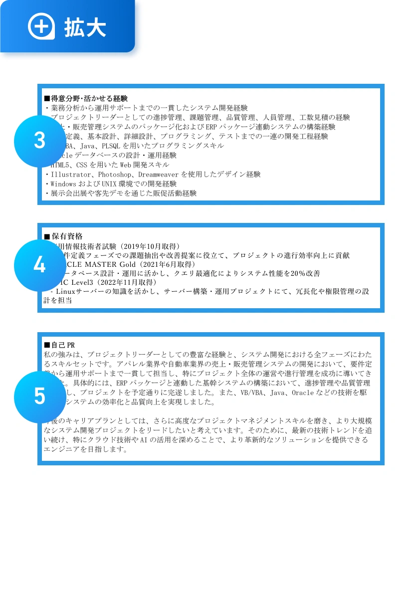 職務経歴書の記入例2