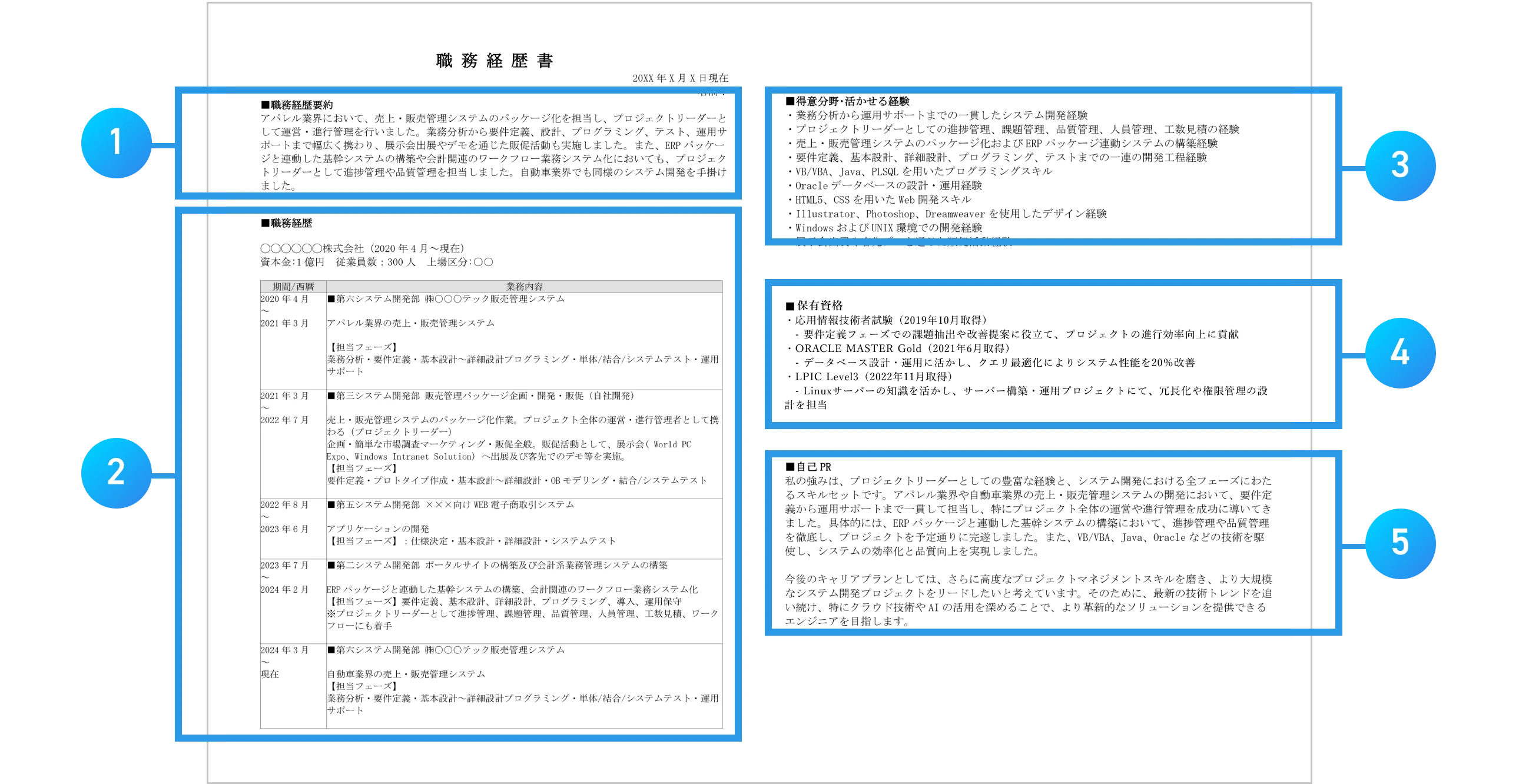 職務経歴書の記入例